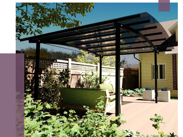 Навесы для террасы в Подольске от 13283 руб. под ключ | ПРОЛЁТ-Пдл